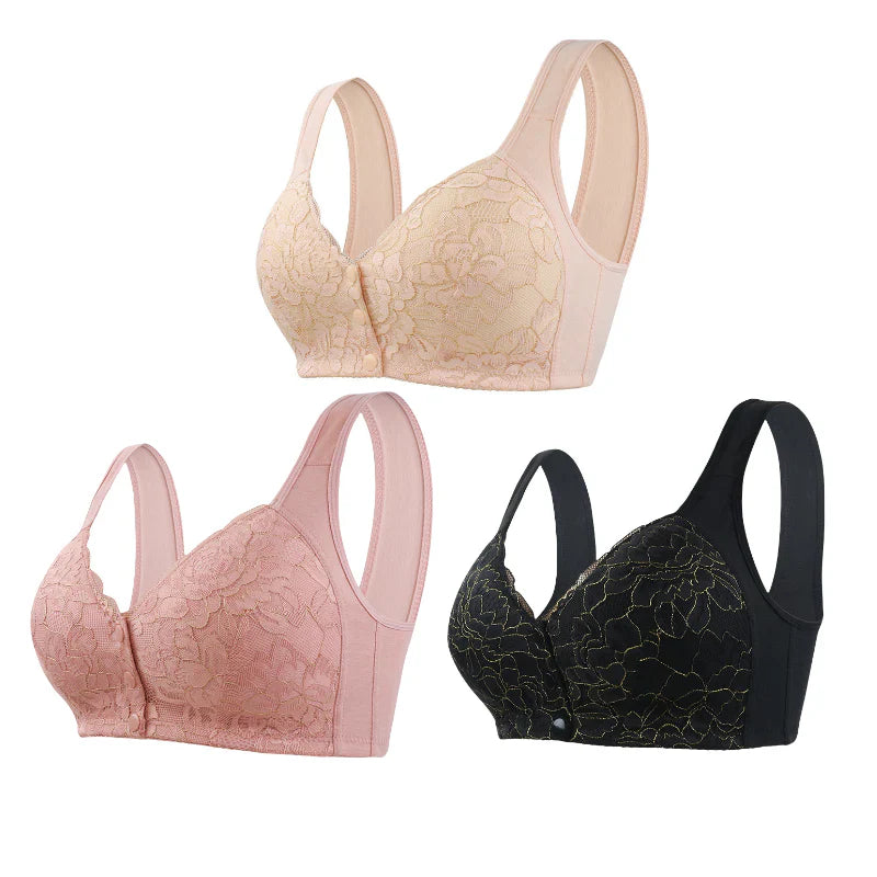 Women Floral Front Closure Bra