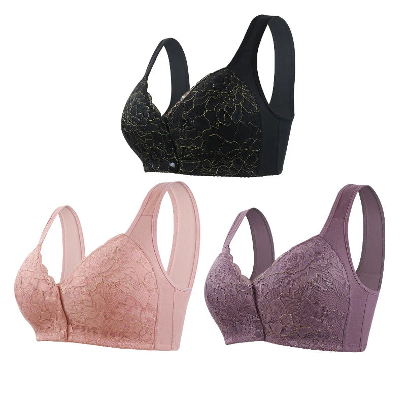 Women Floral Front Closure Bra